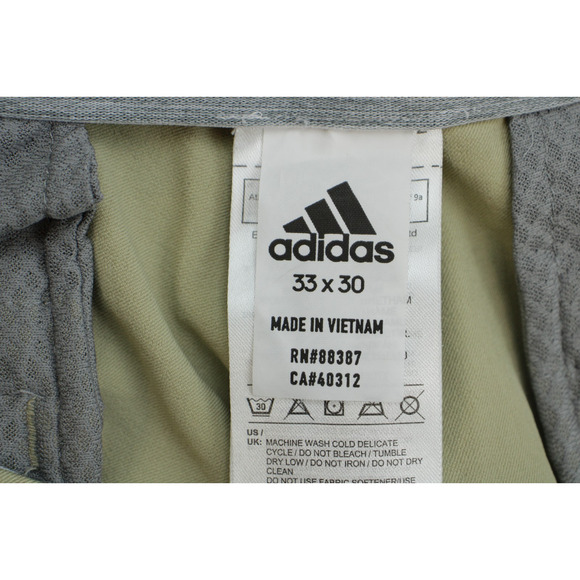 Adidas Pants Mens 33 x 30 Beige Khaki Stretch Golf Performance Chino - Picture 3 of 7